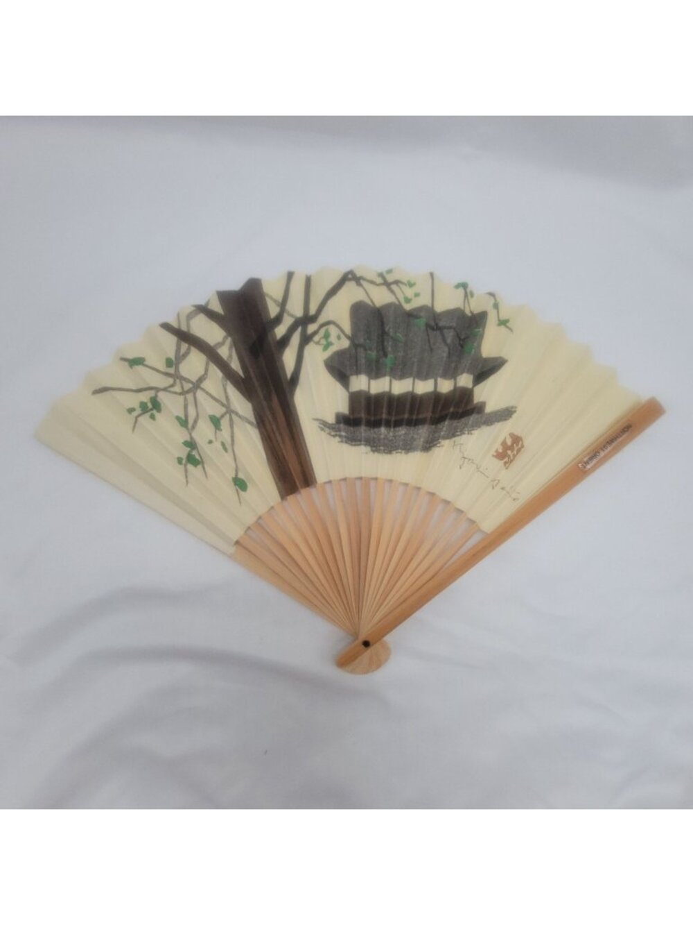 Vtg Hand-Painted Folding Fan Kiyoshi Saito Woodblock Print Northwest Orient Coll